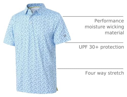 Image of Golf Shirts for Men Dry Fit Short Sleeve Print Performance Moisture Wicking Polo Shirt