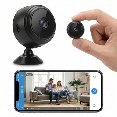 SODANY Mini Cámara Vigilancia WiFi Interior 1080P HD, Visión Nocturna Infrarroja, Detección de Movimiento, Soporte Ventosa 360°, App Remota, Grabación en Bucle para Bebé y Mascotas