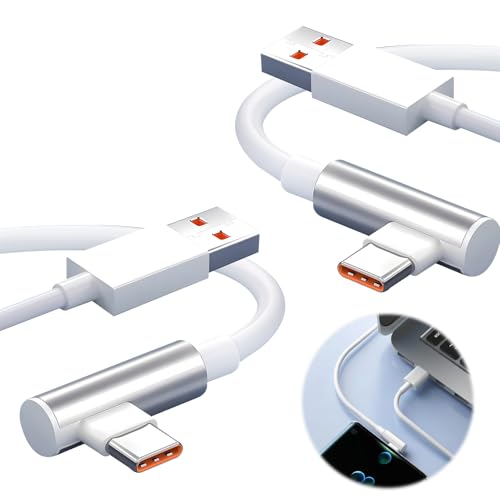 BosuLai 2Pcs 120W 6A USBC Cable, 2M 6A Cable USB C Carga Rapida 90 Grados para Note 13 12 Pro 12S 11 11S, Cable Cargador Turbo Tipo C para 14 13 11 Lite 5G Pad 6 5 F6 X6 X5 X4
