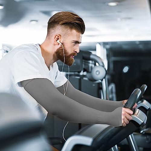Image of GOUNOD Sun Protection Cooling Arm Sleeves with Thumb Holes - Gardening Outdoors Sports Workouts Sunscreen Arm Sleeves