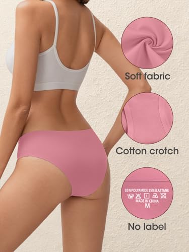 Image of AIVEITE Women's Seamless Underwear No Show Bikini Panties Cheeky Low Rise Breathable Silky Invisible Briefs 6 Pack