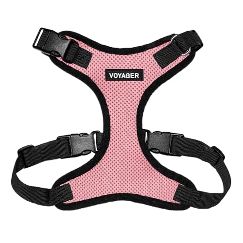 Image of Voyager Step-in Pet Harness - All Weather Mesh, Adjustable Step in Harness for Cats and Dogs by Best Pet Supplies - Pink /Black Trim, XS