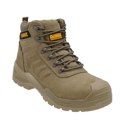 DEWALT Bowman Botas de trabajo de cuero impermeables con puntera de seguridad de acero para hombre, Arena, 41.5 EU