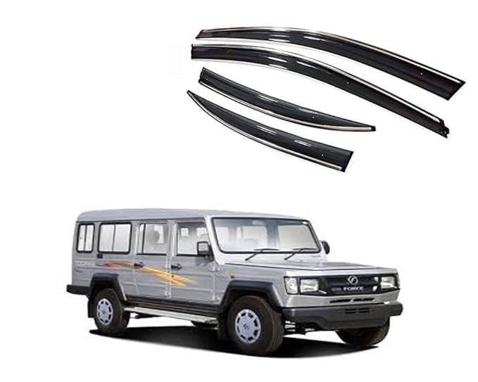 Malik AUTO Compatible Chromeline Silverline Door Visor Wind Deflector Force Cruiser Toofan Set of 8 Pieces