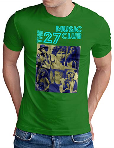 OM3® T-shirt The 27-Music-Club - Pour homme - RIP Great Musicans Vintage - S à 4XL - Vert - Medium