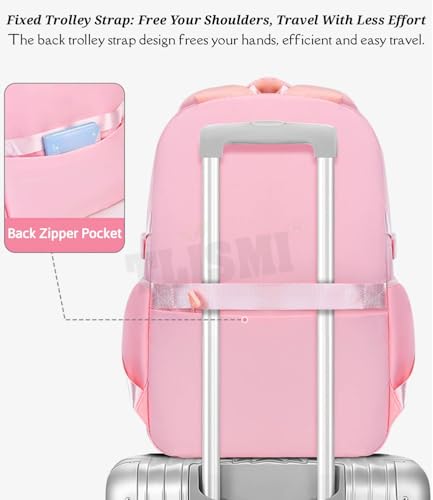 Image of Korean Style Solid Color Backpack with Soft Dream Pop & Plush Keychain | Multi-layer Large Capacity Lightweight School Bag | Anti-Theft Pocket, Waterproof Casual Daily Rucksack for Teen Girls