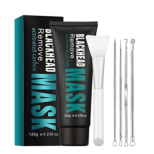 Blackhead Remover Mask, Peel Off Face Mask, Charcoal Facial Mask, Deep Cleansing Blackhead Mask for Face Nose Blackhead Pores Acne, For All Skin Types - Come with Brush and Blackhead Comedone Extractor