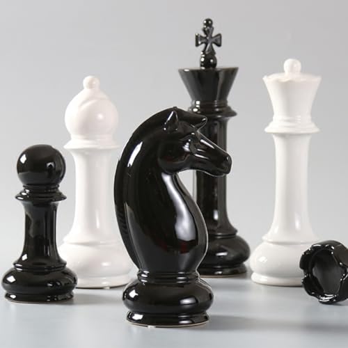 Décoration de bureau avec 6 pièces d'échecs en céramique - 8