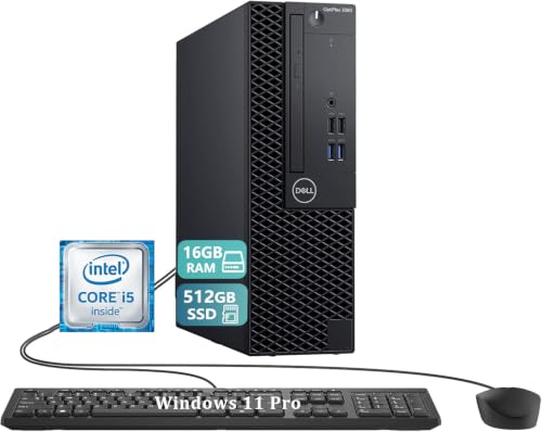 Dell Optiplex 3060 SFF Ordinateur de Bureau Intel Core i5-8500, 16 Go de RAM, SSD 512 Go, WiFi, Bluetooth, Clavier QWERTY américain, Windows 11 Pro (reconditionné)