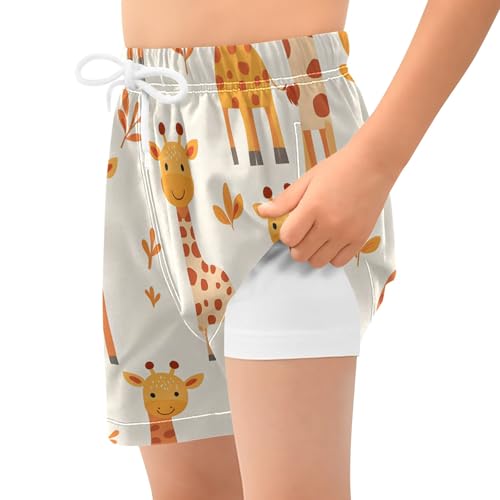 Bolaz Toddler Boys Swimwear Swim Trunks with Compression Liner 4T Giraffes Fall2