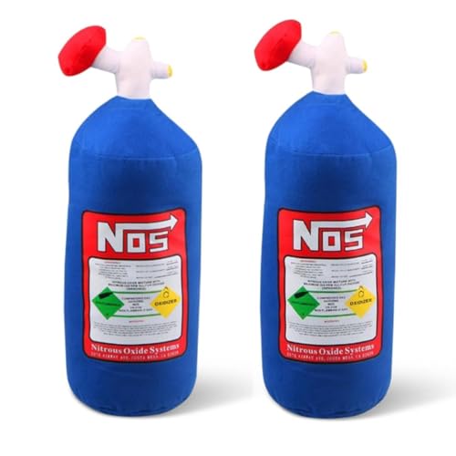 Cyrank 2pcs Auto Nackenkissen, 11 x 4.7in NOS Flasche Design Plüsch Auto Kopfstütze Kissen Hals Reise Nackenkissen Unterstützung Kissen für Autositz Büro Stuhl