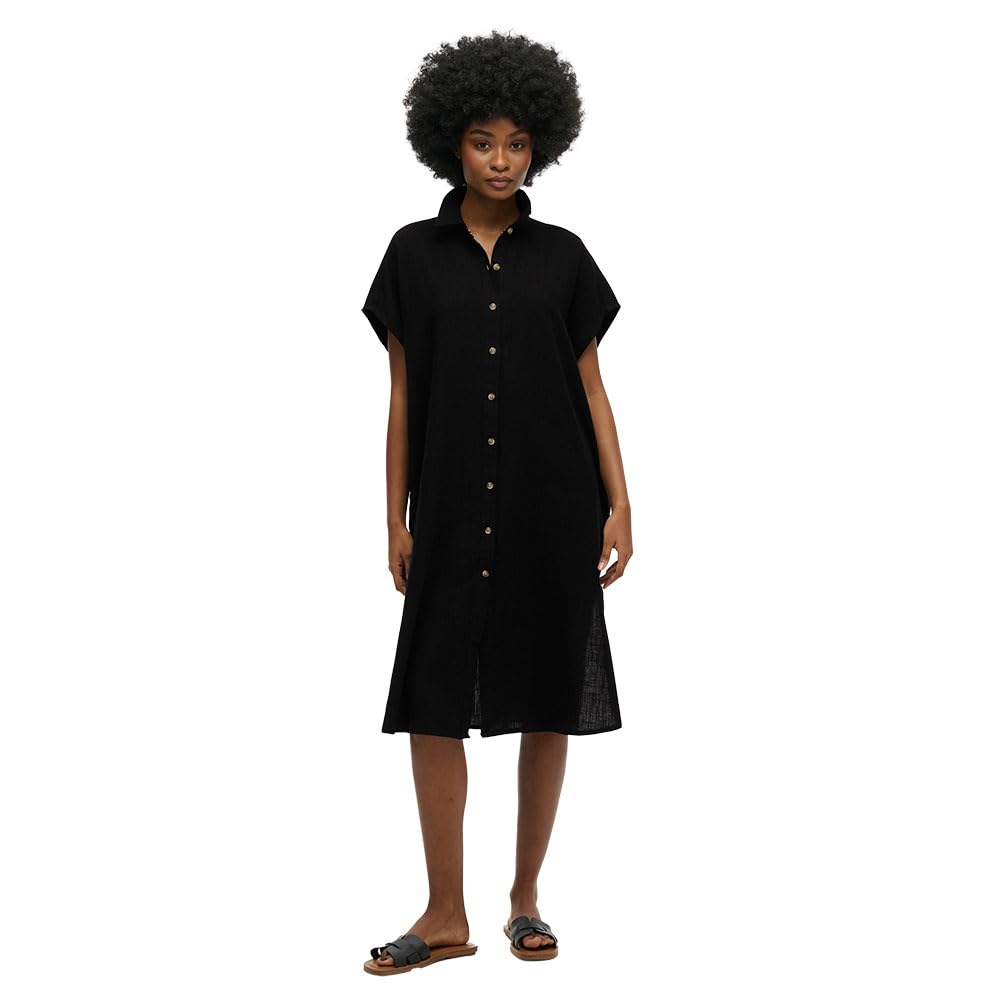 Superdry Women's Noir Oversized Mid-Length Shirt Dress For