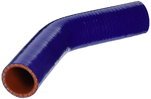 Image of HPS HTSEC45-150-BLUE Silicone High Temperature 4-ply Reinforced 45 degree Elbow Coupler Hose, 75 PSI Maximum Pressure, 4 inch Leg Length on each side, 1-1 /2 inch ID, Blue