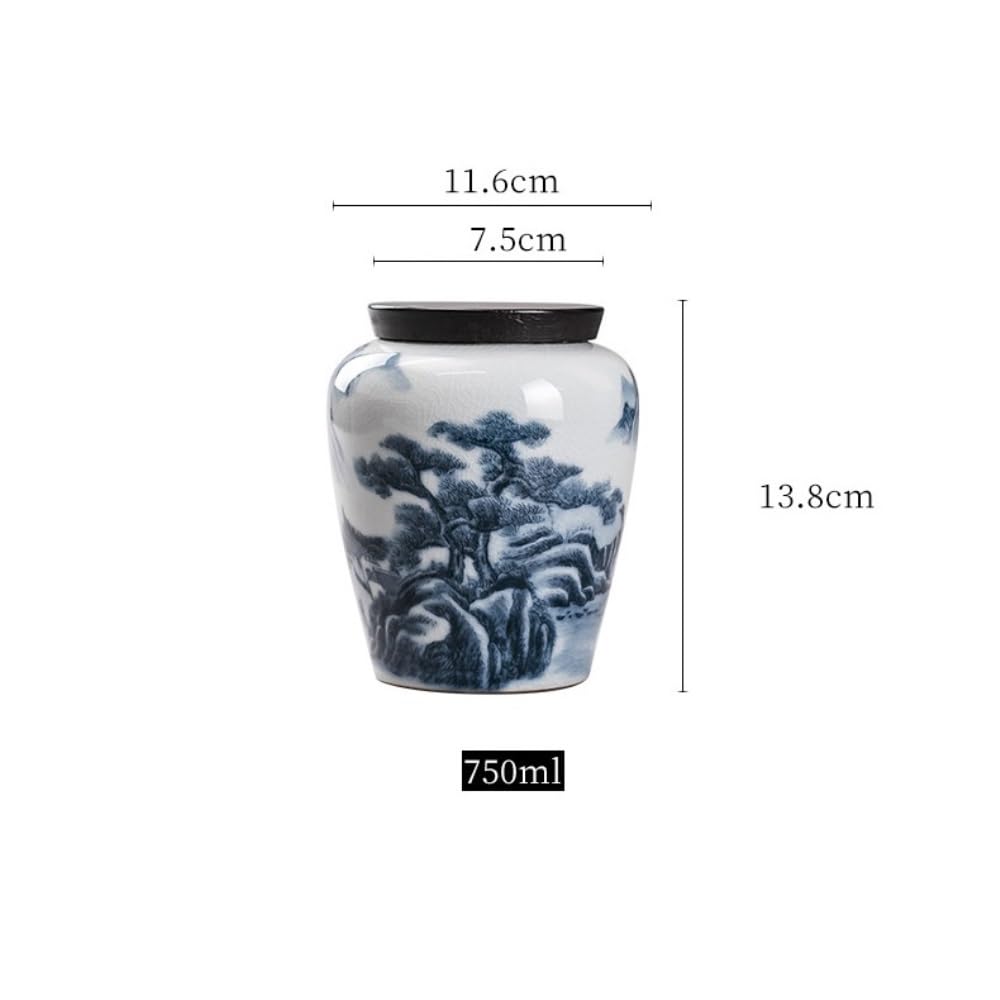 Organizador de Bolsitas de Té Recipiente for almacenar té suelto, tarro de cerámica sellado, tarro vacío con cuchara de té, juego de caja de regalo de tarro doble de té retro Organizador de Té Contene
