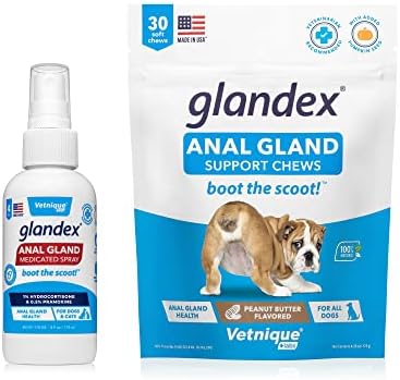 Glandex Medicated Spray for Dogs & Cats (4oz) and Glandex anal gland Support Chews 30 Ct Bundle Dog Deodorizing Spray & Anti-Itch Spray for Dogs, Dog Treats with Probiotics Glandex Medicated Spray for Dogs & Cats (4oz) and Glandex anal gland Support Chews 30 Ct Bundle Dog Deodorizing Spray & Anti-Itch Spray for Dogs, Dog Treats with Probiotics