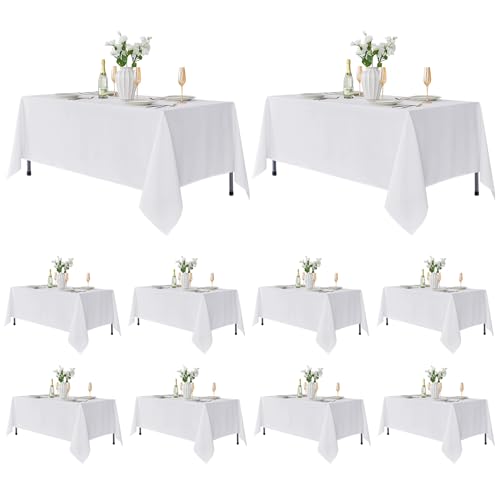 Fitable 10 Pack Rectangle Tablecloths: Stain Resistant Wrinkle Free Fabric
