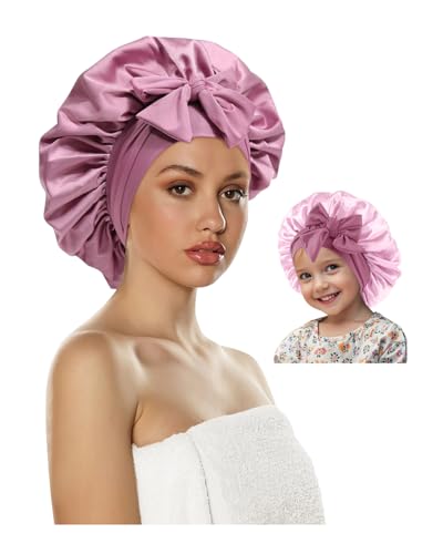 Satin Silk Hair Bonnet for Sleeping Women Kids, Double Layer