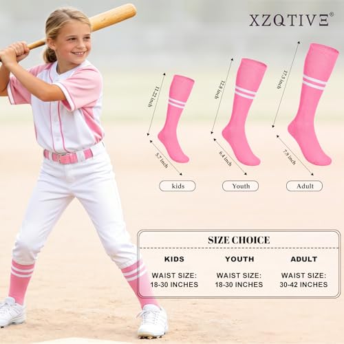 Image of XZQTIVE Baseball Softball Socks and Belt Combo Set Adjustable Softball Socks and Elastic Belt for Kids Youth Adult
