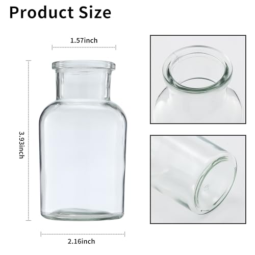 12 Stück Kleine Vasen,125ml Vasen Klein Tischdeko mit 10M Juteschnur,Glasvasen FüR Tischdeko,Retro Design,geeignet für Hochzeitsdekoration,Geburtstag,Party Set (125 ML)