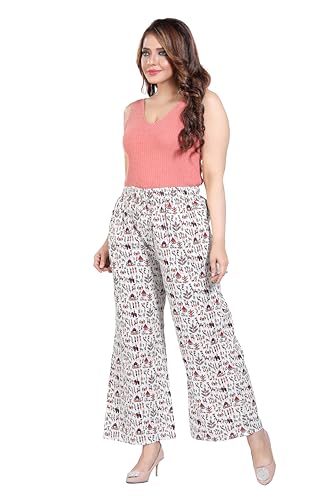 Image of BENKILS Traditional 100% Cotton Print Palazzo Pants for Women - Available Size - M, L, XL, 2XL, 3XL,4XL