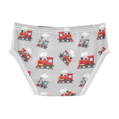 ODAWA Cute Red Grey Trains Cotton Underwear, Boys Underwear 2T2