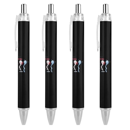 Stylos à bille rétractables Mr Sperm Meet Ms Lot de 4 stylos anti-bavure bureau