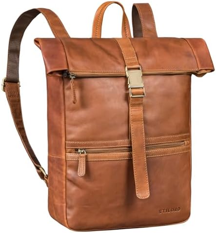 Leya' Zaino Rolltop Donna Pelle Impermeabile per Laptop Da