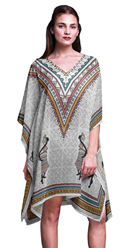 Phagun Blanc Tribal Africain Robe mi-Longue Camouflage Kaki pour Femmes Beach Beach-4X-5X