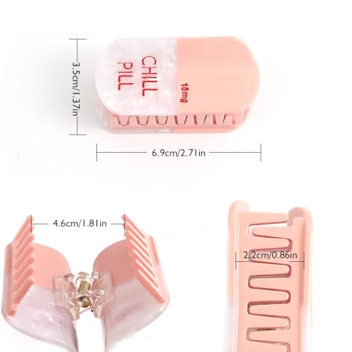 Chill Pill Acetate Hair Claw Clip Pharmacy Claw Clip Anatomical Heart for Nurses Holiday, Personalized and Fun for women Gift (Pill Heart)