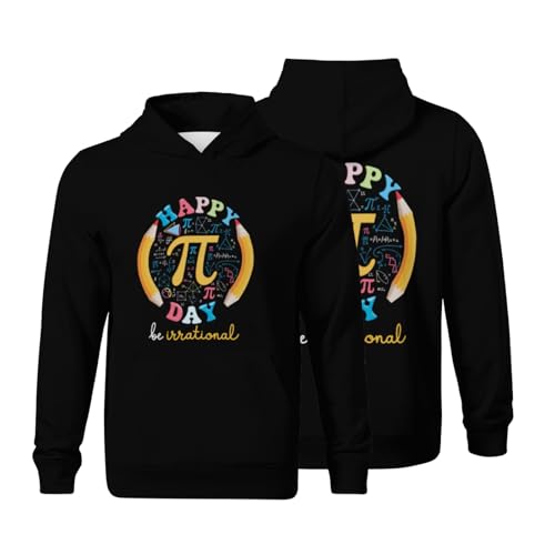 Kids Retro Happy Pi Day Be Irrational Math Teacher Boys Girls Lightweight Kangaroo Pocket Hoodies