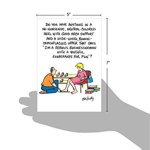 Nobleworks - 1 Funny Women's Birthday Card With Envelope - Cartoon Humor, Stationery Bday Celebration Card For Wife, Women - No-Nonsense Heel C6379Bdg #TOP5