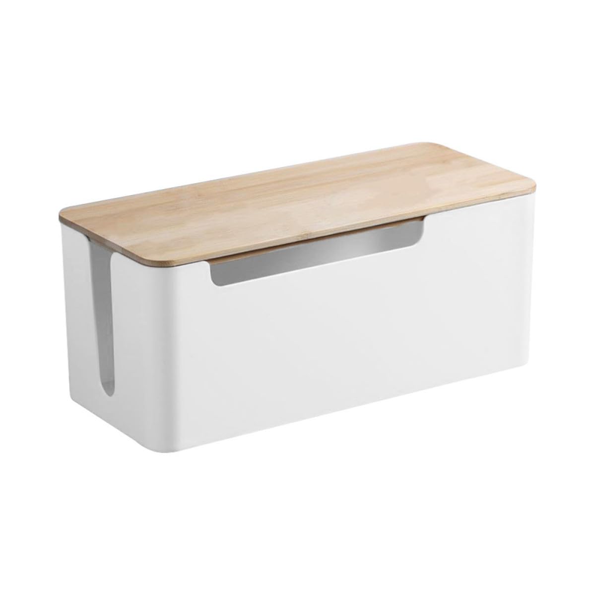 Caja Organizadora de Cables Tapa de Bambú para Regletas