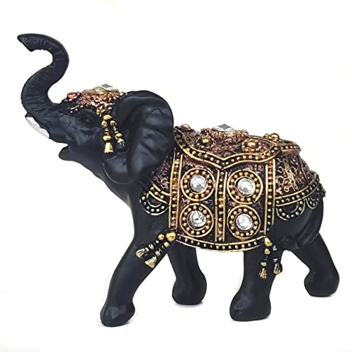Elefante Decorativo Em Resina Indiano Sabedoria Sorte (J100preto)