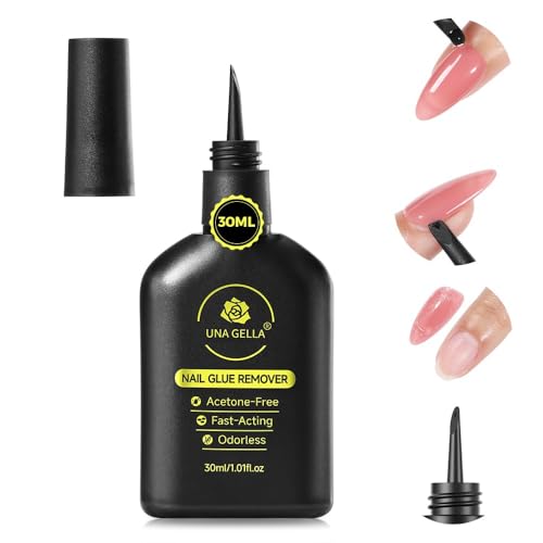 UNA GELLA Dissolvant de colle à ongles, 30 ml, avec levier intégré, sans acétone, pour nail tip, pour bricolage à la maison (pas pour vernis à ongles gel...