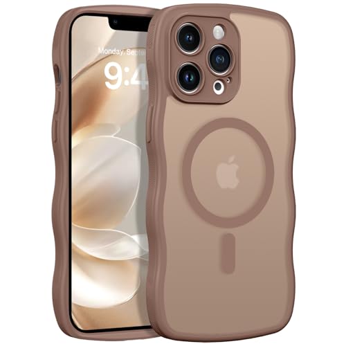 GUAGUA Funda para iPhone 13 Pro Max, Compatible con MagSafe, Magnética Carcasa Marco de Ondas Forma Rizado Linda, Fina Esmerilado Dorso Mate Translúcida Antirotura Antihuellas Case, Color del Desierto