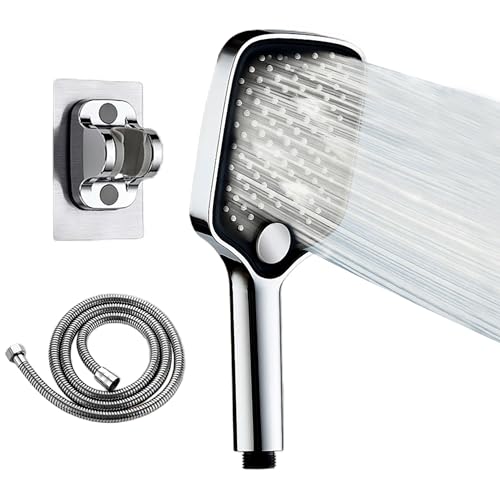 Regadera con 4 modos y ducha manual desmontable, manguera 59 in