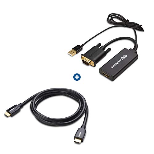 Cable Matters VGA to HDMI Adapter for Monitor and TV (VGA to HDMI Converter) with Audio Support & Premium Certified HDMI to HDMI Cable