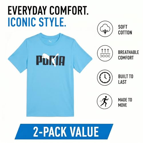 Image of PUMA Boys T-Shirts Athletic Crewneck Short Sleeve Tees (Sizes S-XL) | Soft Breathable Cotton Blend, Comfortable Casual Fit, Great for School, Play & Everyday Wear