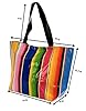 First Choice Vinyls Vinyl Tote - Durable Oilcloth Beach Tote- Shoulder Straps and Magnet Closure- Wipeable/Durable Ideal for the Beach, Picnic or as a Diaper Bag (Serape/White) #4