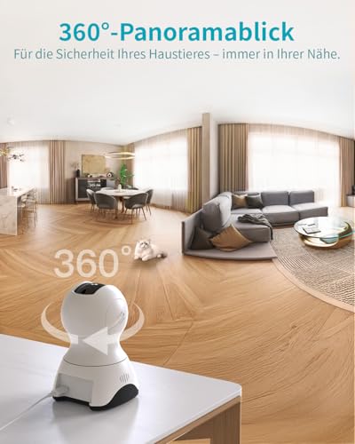 VIM TAG 2,5K Überwachungskamera Innen,5G WLAN Innenkamera, 360° Kamera Überwachung Indoor,AI-Bewegungserkennung,Auto Tracking,2-Wege-Audio,25M Nachtsicht,mit Babys/Haustiere/Se-nioren,Alexa,SD &Cloud