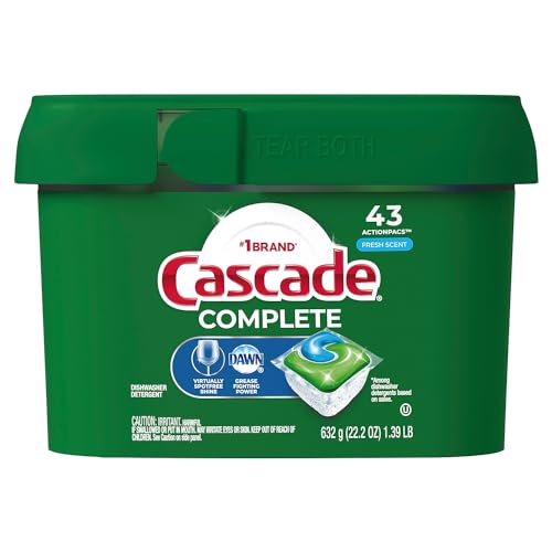 Image of Cascade Complete Dishwasher Pods, Actionpacs Dishwasher Detergent, Fresh Scent with Dawn Power, 43 Count
