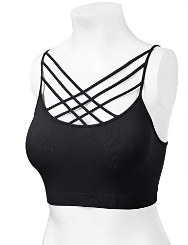 Women Sports Bra Criss Cross Strappy Wirefree Cami Bralette Crop Top4