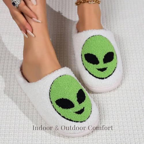 Halloween Slippers Alien Cartoon Pattern Slipper for Women Men Outdoor Indoor Comfy Fuzzy Footwear3