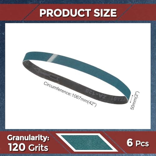 Kozelo 6 Stück Schleifbänder 2 x 42 Zoll 120 Körnung Zirkonia Schleifband Schleifpapier Für Bandschleifer Metallschleifen Holzbearbeitung Schweißnaht Rostentfernung