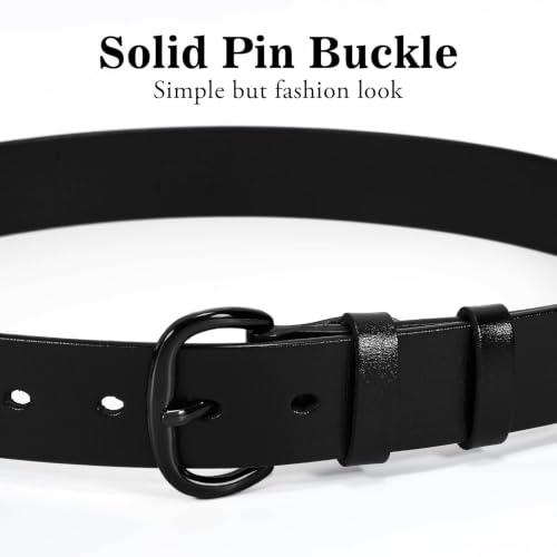 Image of WHIPPY Women Leather Belt for Jeans Pants Dresses Black Ladies Waist Belt with Pin Buckle