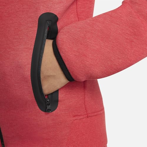 Nike Sportswear Tech Fleece Big Kids' (Boys') Full-Zip Hoodie (FD3285-672, Light University Red Heather/Black/Black) Size X-Small4