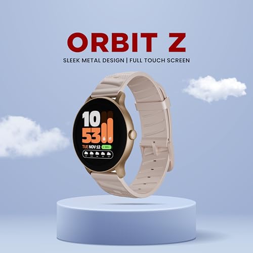 Image of Gizfit 984 Orbit Z Smartwatch with 1.39 inch Round Display, Hindi Language Support, Multi Sports Mode, Heart Rate Monitor, Custom Watch Faces, Zinc Alloy Body - Upto 2 Days Battery Life (Rose Gold)