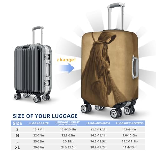Witch With A Broom Vintage Elastic Travel Luggage Covers Dustproof Scratch-Resistant Suitcase Protector Fit 22-24 Inch4
