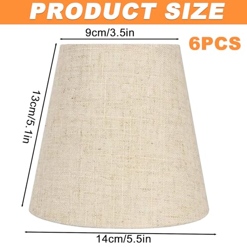 Small Clip Lamp Shades: 6 Pack Linen Fabric Lampshade, Clip-On Chandelier Lampshade, Table Lamp Shade, for Ceiling and Wall Lamps Replacement, Chandeliers Table Lamps (Beige, 90x140x130mm) - Image 3