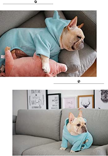 HXSCOO Blauer Hundepyjama aus weicher Baumwolle, Hundeoverall, Hunde-Hasenohr-Hoodies for französische Bulldogge/englische Bulldogge/amerikanischen Pitbullterrier (Color : Blue, Size : XL)